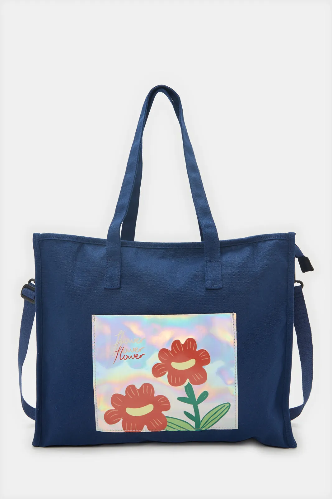 Women Navy Embellished Shopper Bag
