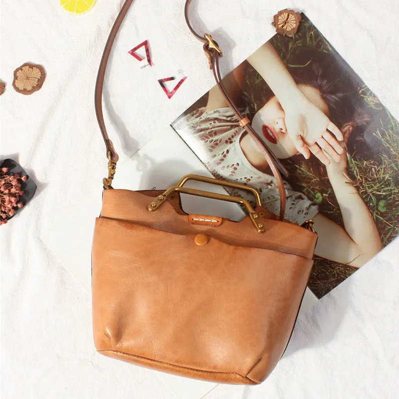 Womens Small Brown Leather Handbag Cross Shoulder Bag For Women