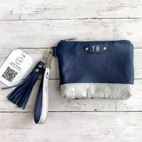 Wristlet in Navy Blue, Acid Wash Hair On
