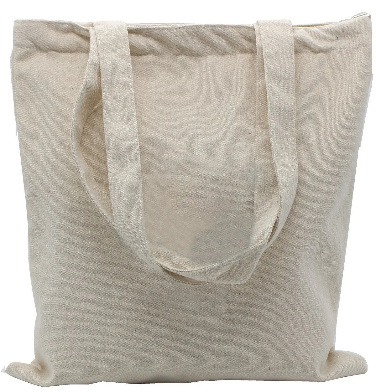 Zippered Canvas Tote Bag With Carrying Straps